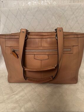 Coach Pebble Leather Large Tote in Tan